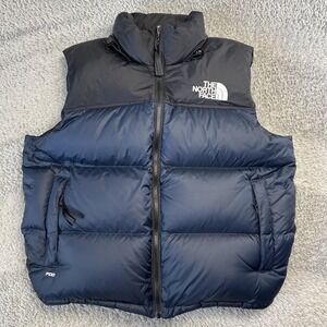 North Face Vest Womens XL Blue 700 Down Nuptse Vintage Puffer Hooded Insulated